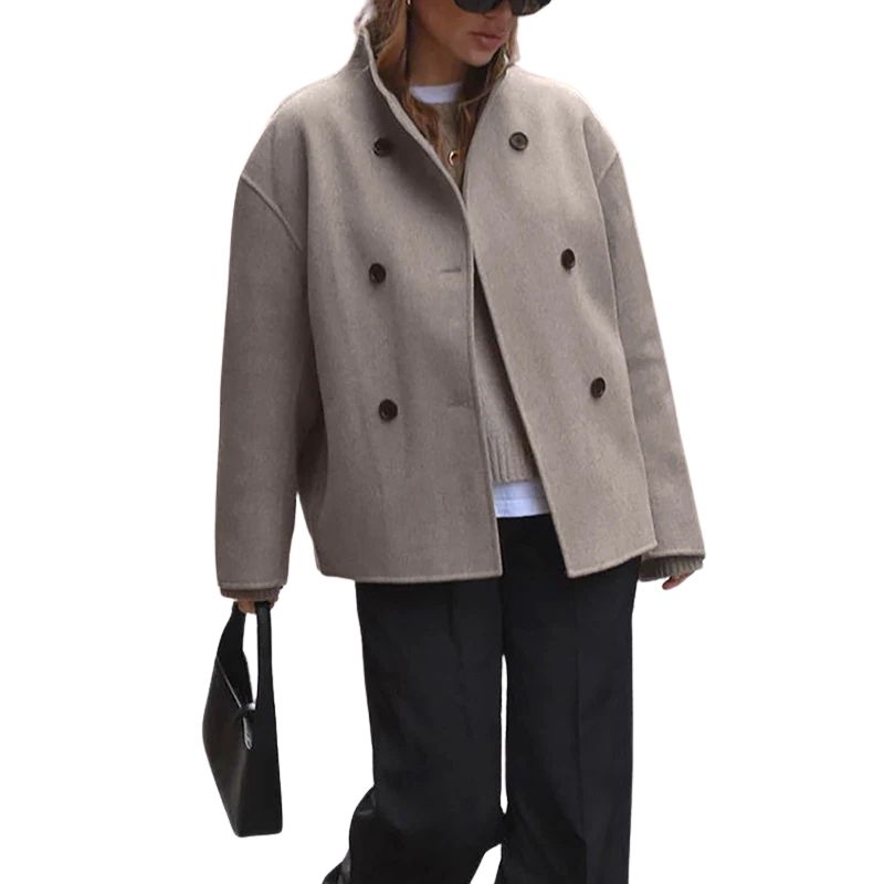 Mia - Stylish oversized coat with double button closure