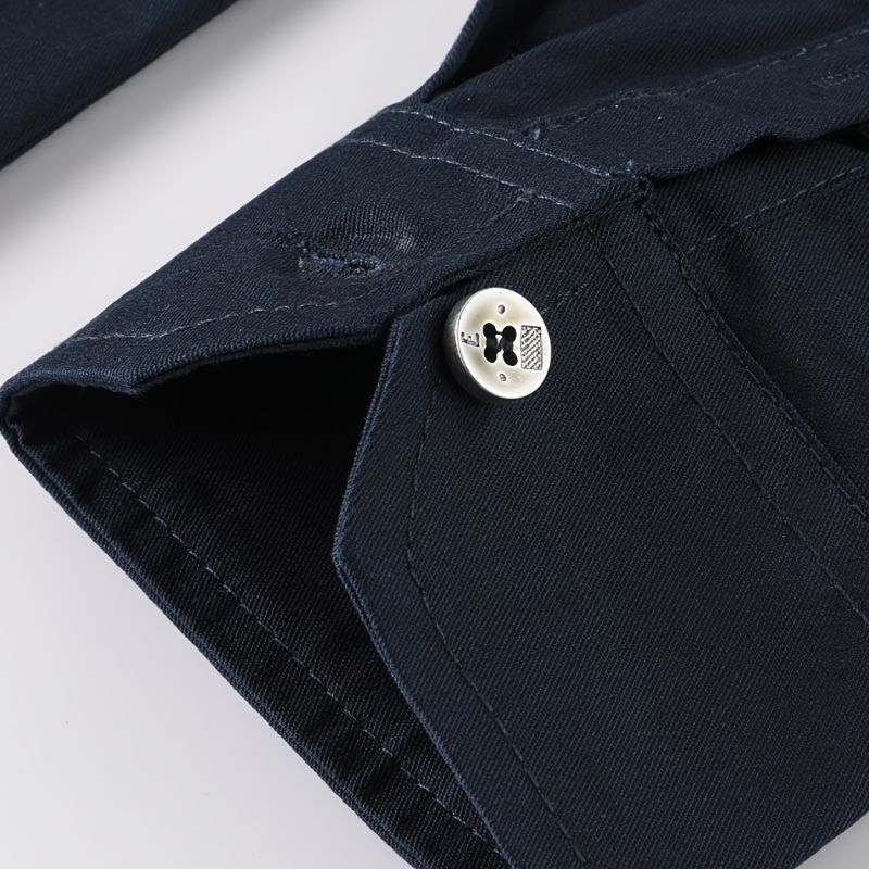 Men's cotton shirt - long sleeve, regular fit, with pockets