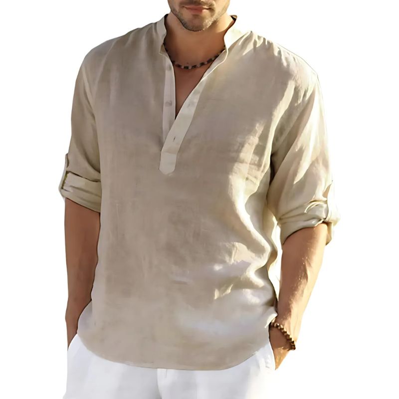Men's solid-coloured linen shirt