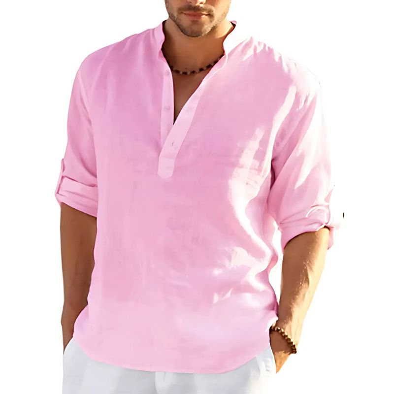 Men's solid-coloured linen shirt
