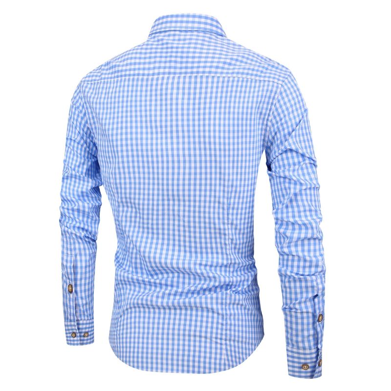 Men's casual checked shirt - breathable, long sleeves
