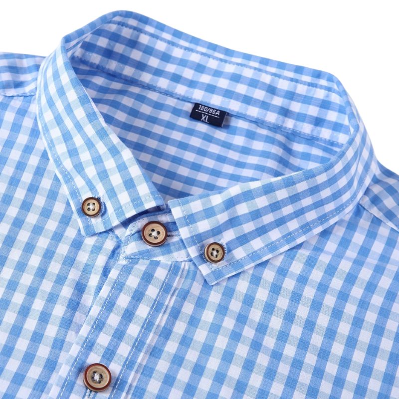 Men's casual checked shirt - breathable, long sleeves