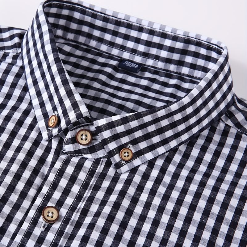 Men's casual checked shirt - breathable, long sleeves