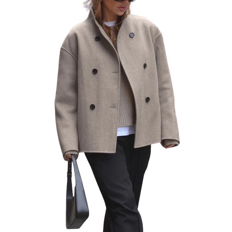 Mia - Stylish oversized coat with double button closure