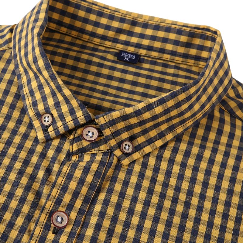 Men's casual checked shirt - breathable, long sleeves