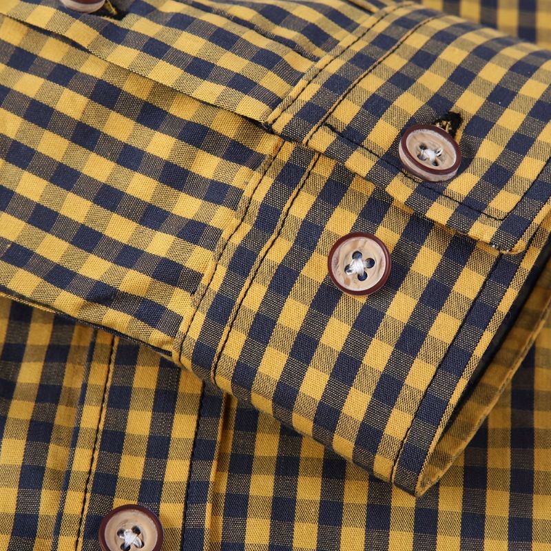 Men's casual checked shirt - breathable, long sleeves