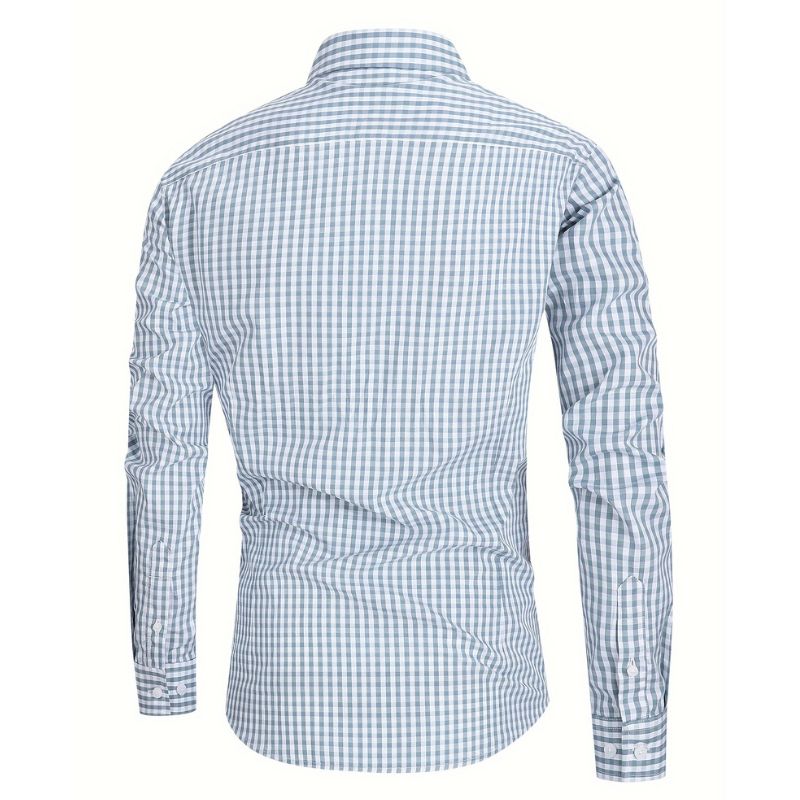 Men's casual checked shirt - breathable, long sleeves