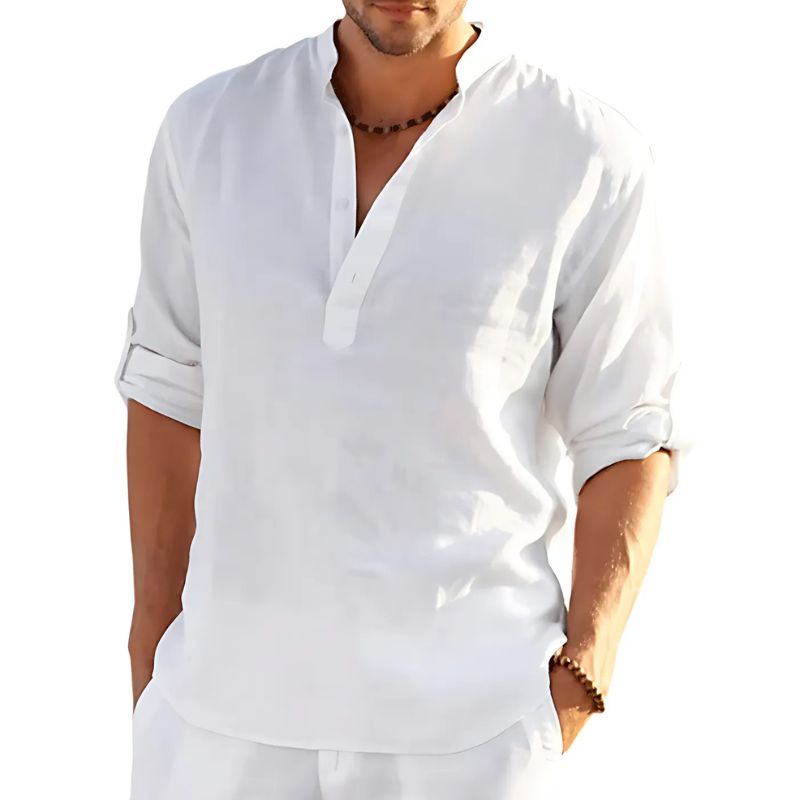 Men's solid-coloured linen shirt