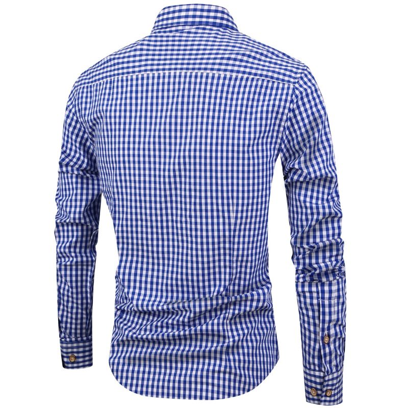 Men's casual checked shirt - breathable, long sleeves