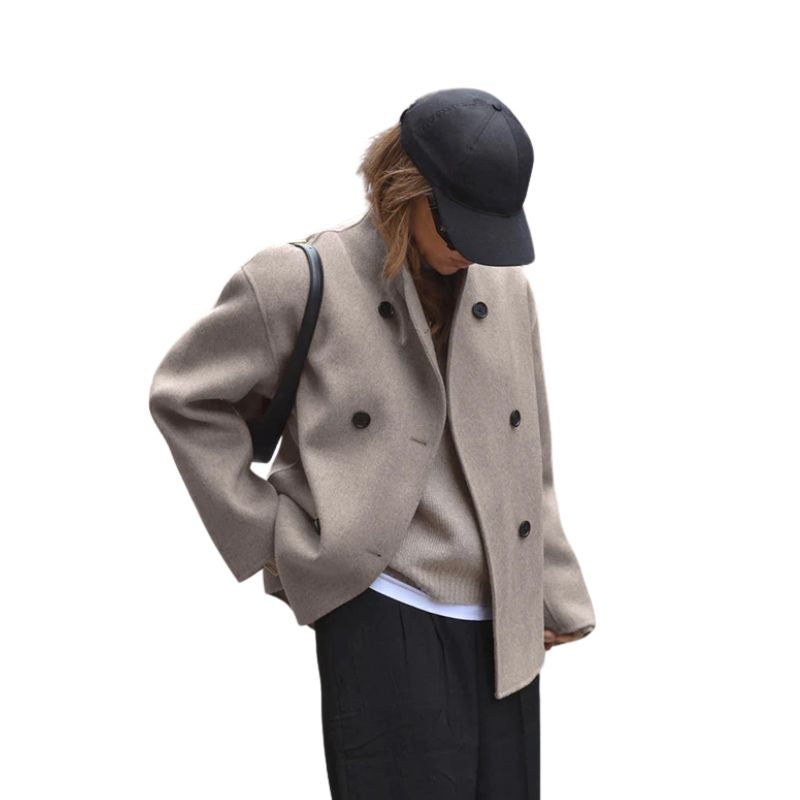 Mia - Stylish oversized coat with double button closure
