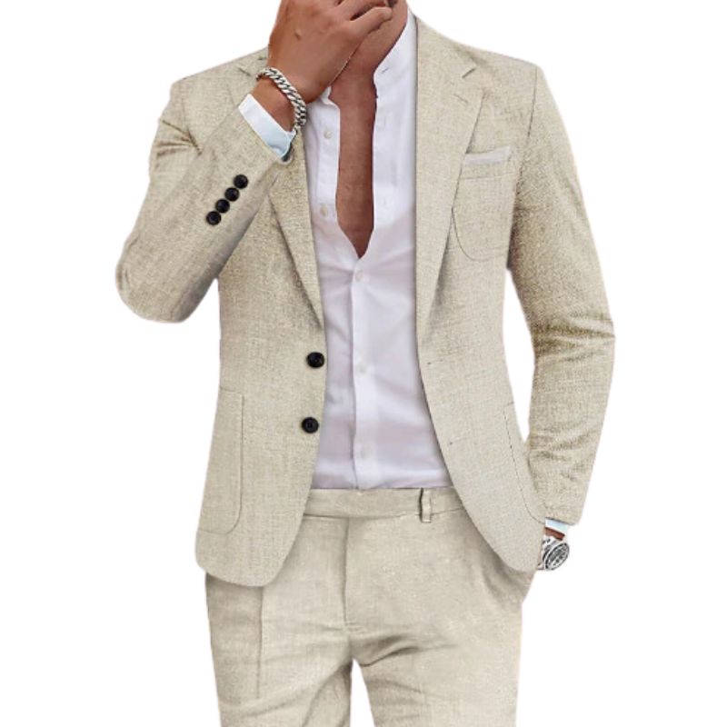 Mario - Stylish men's linen suit for warm days and casual elegance