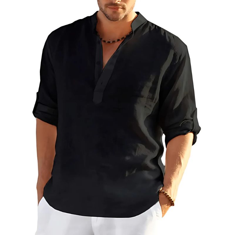 Men's solid-coloured linen shirt