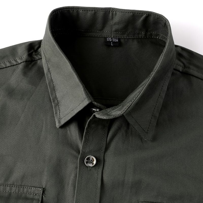 Men's cotton shirt - long sleeve, regular fit, with pockets