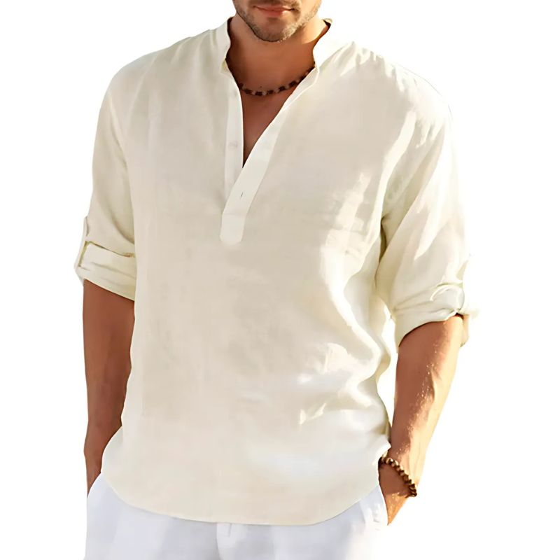 Men's solid-coloured linen shirt
