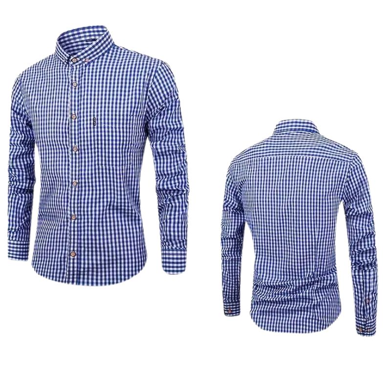 Men's casual checked shirt - breathable, long sleeves