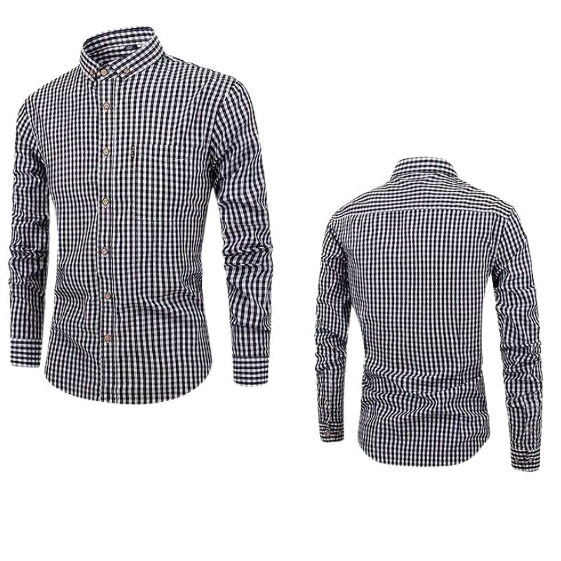 Men's casual checked shirt - breathable, long sleeves