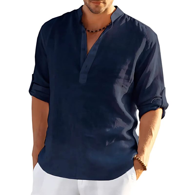 Men's solid-coloured linen shirt