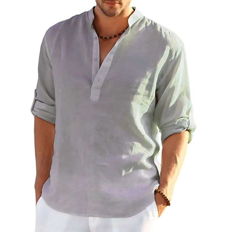 Men's solid-coloured linen shirt