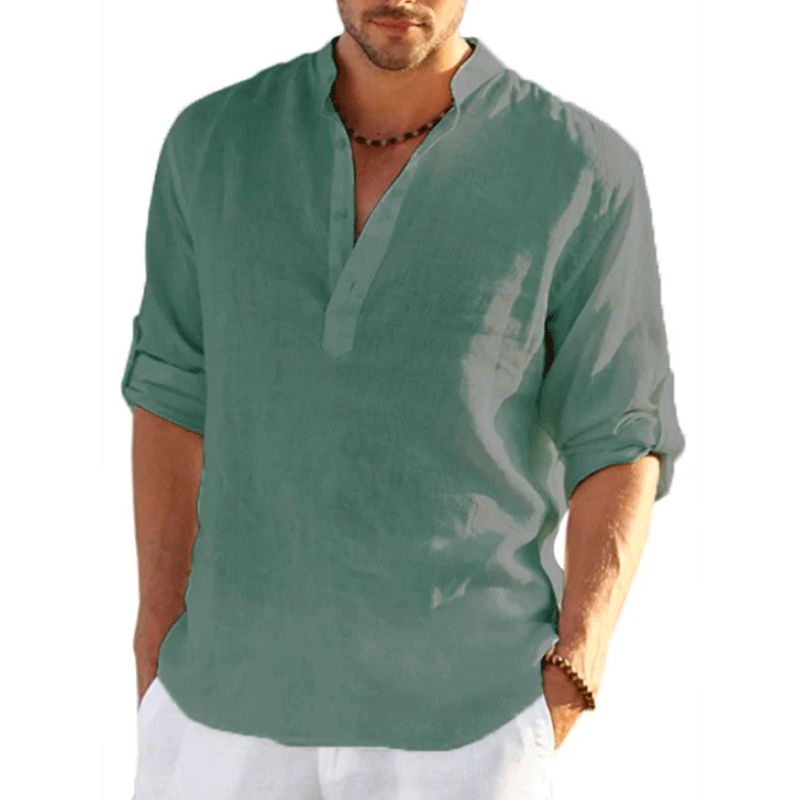 Men's solid-coloured linen shirt