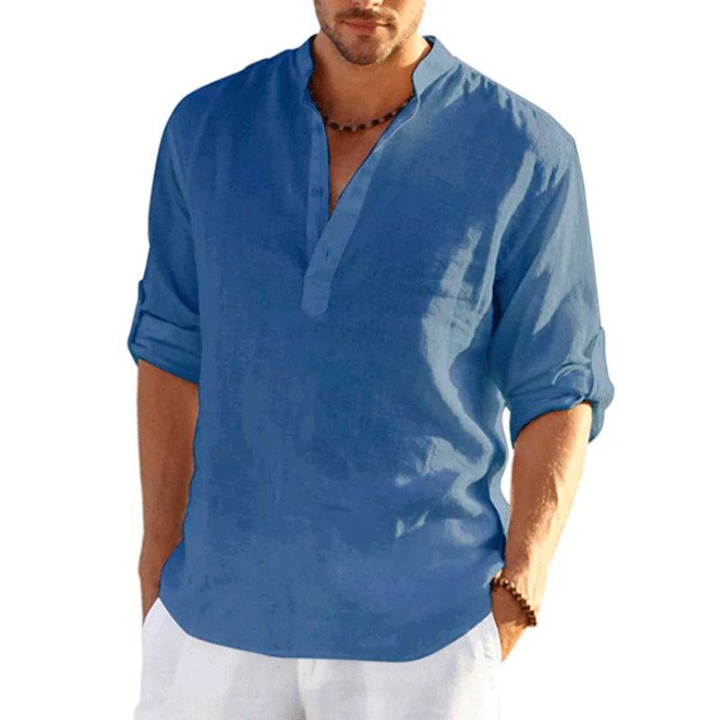 Men's solid-coloured linen shirt