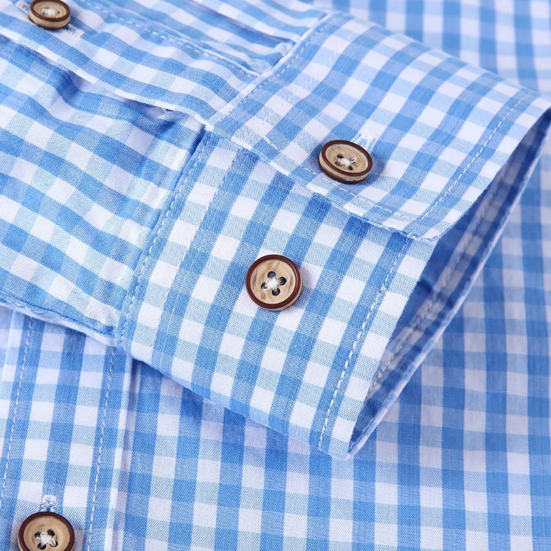 Men's casual checked shirt - breathable, long sleeves