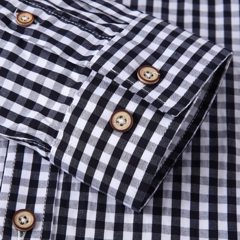 Men's casual checked shirt - breathable, long sleeves