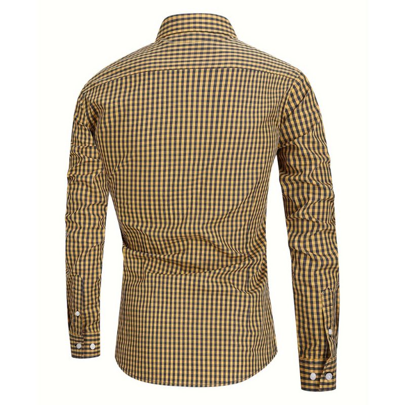 Men's casual checked shirt - breathable, long sleeves