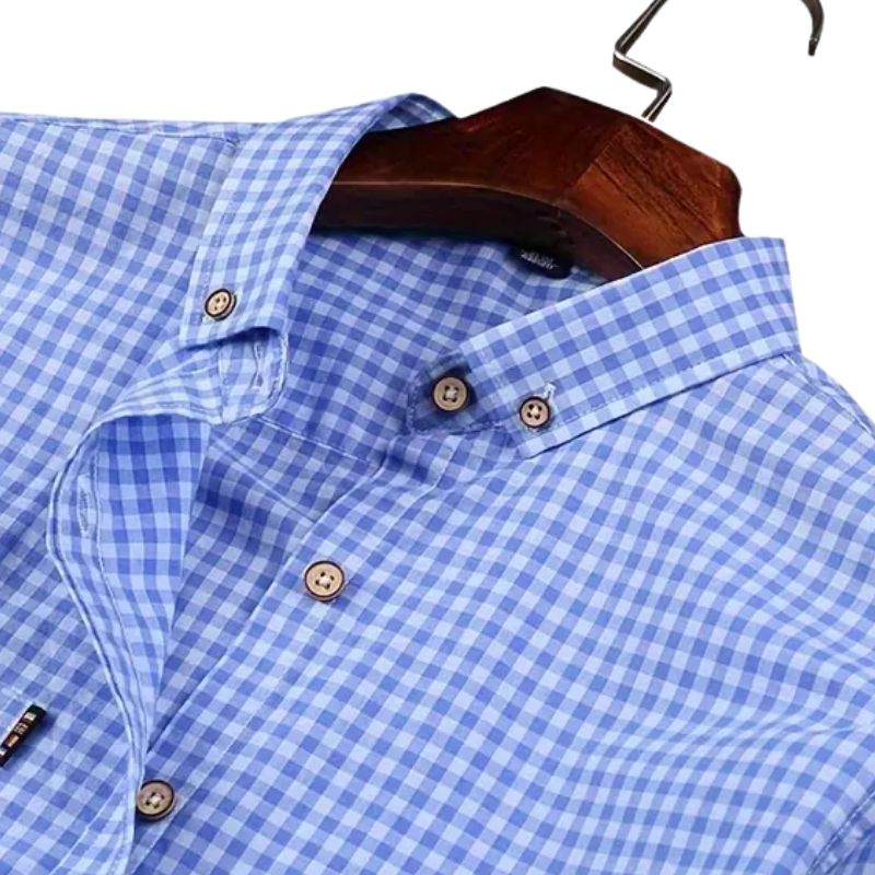 Men's casual checked shirt - breathable, long sleeves