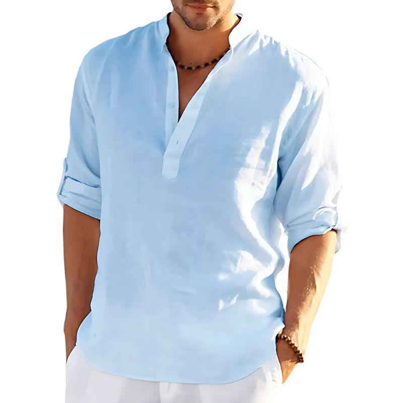 Men's solid-coloured linen shirt