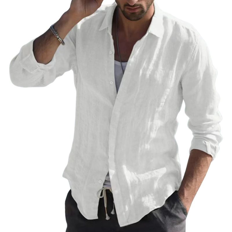 Men's button-down linen shirt