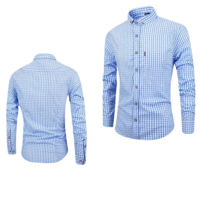 Men's casual checked shirt - breathable, long sleeves