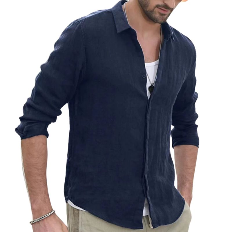 Men's button-down linen shirt