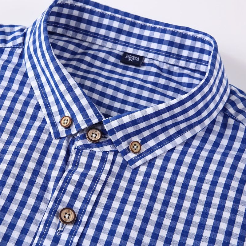 Men's casual checked shirt - breathable, long sleeves