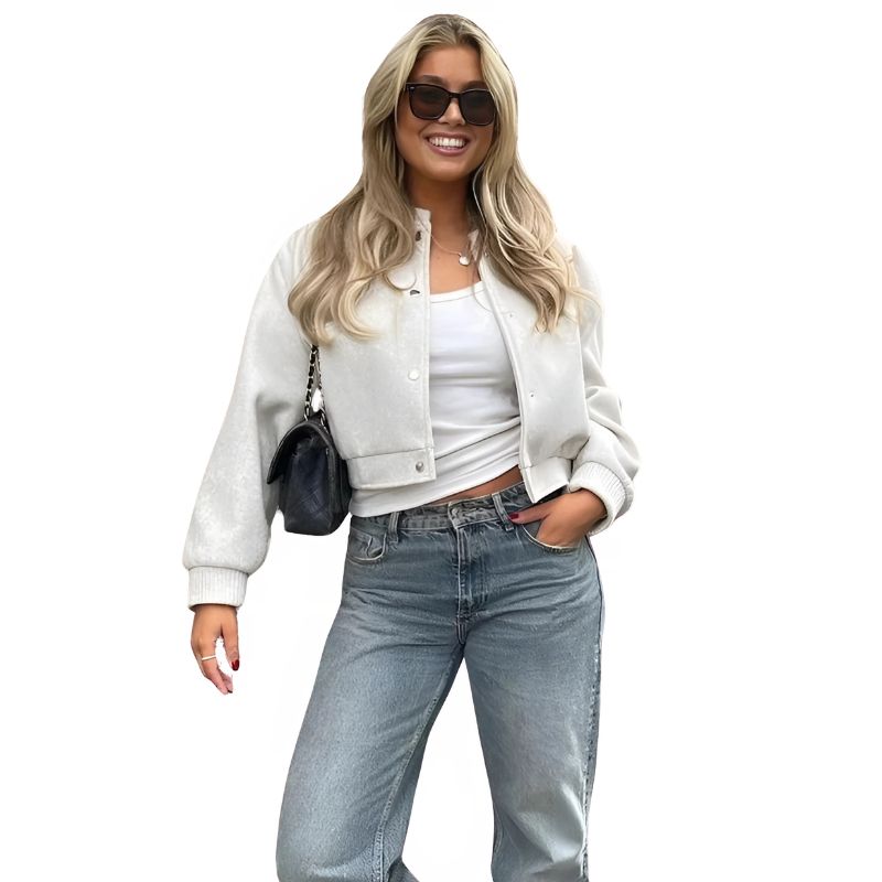 Charlotte - Trendy casual bomber jacket with a cropped design