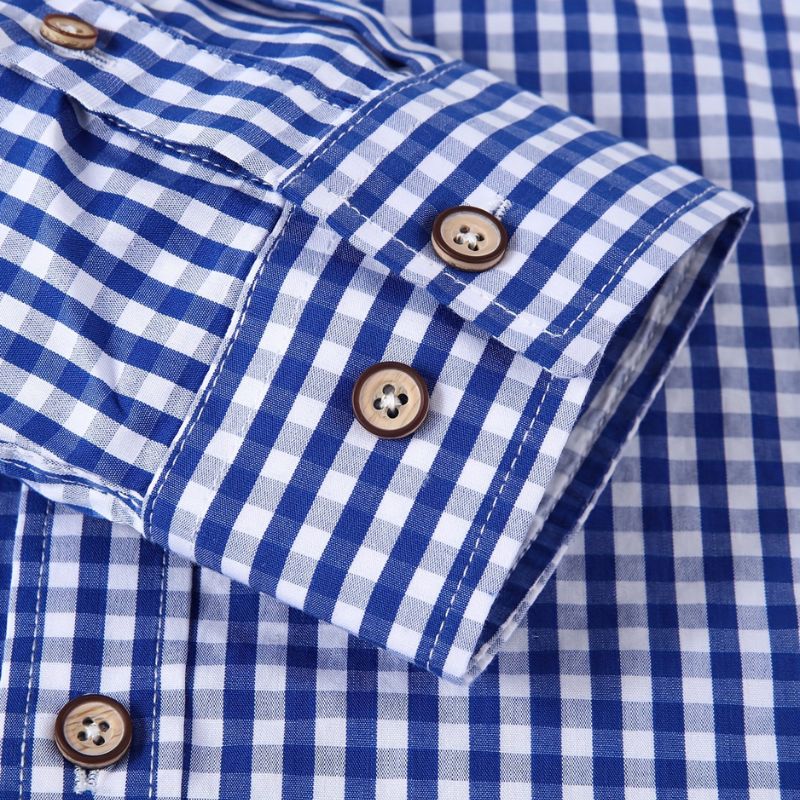 Men's casual checked shirt - breathable, long sleeves