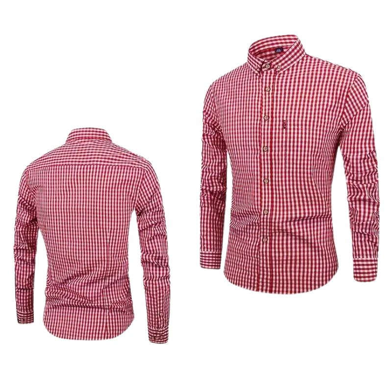 Men's casual checked shirt - breathable, long sleeves