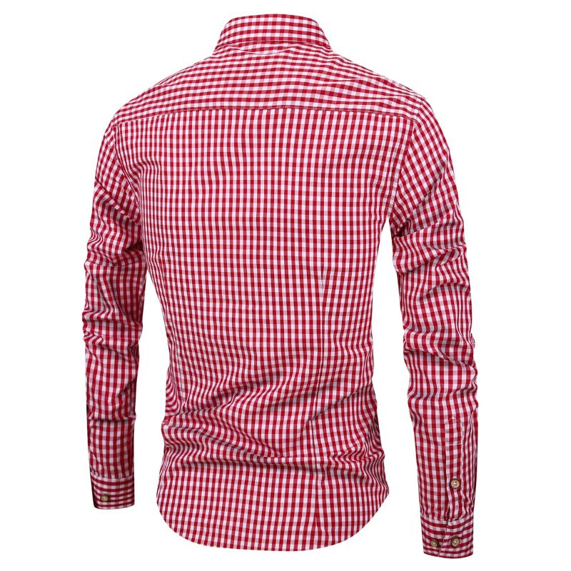 Men's casual checked shirt - breathable, long sleeves