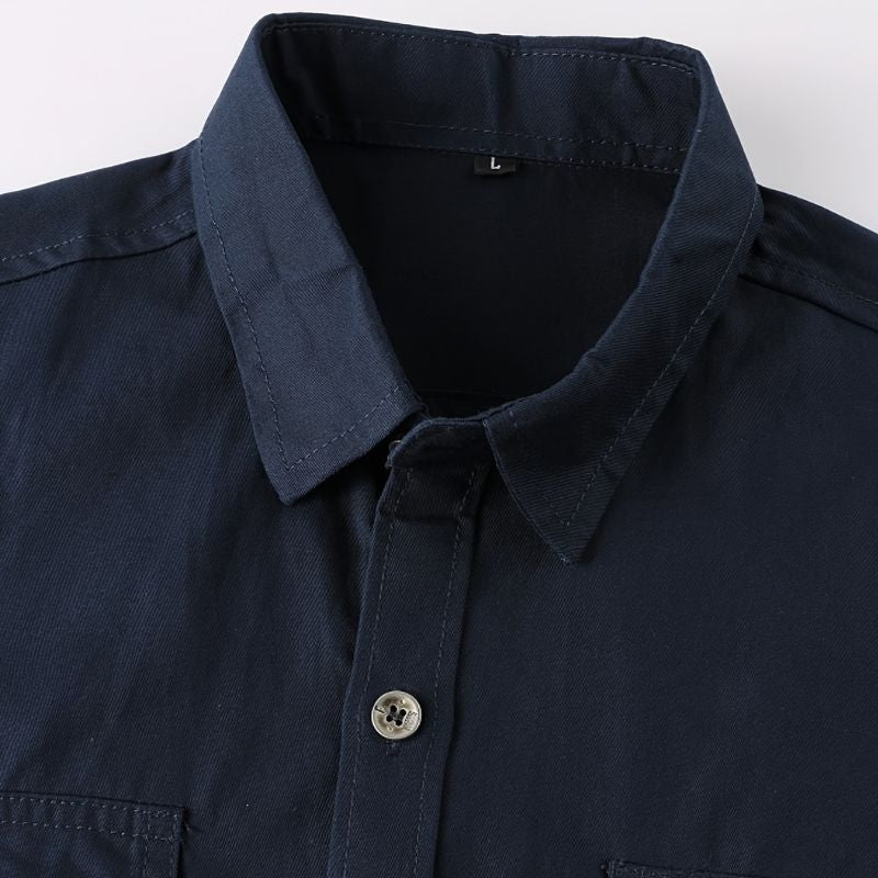 Men's cotton shirt - long sleeve, regular fit, with pockets