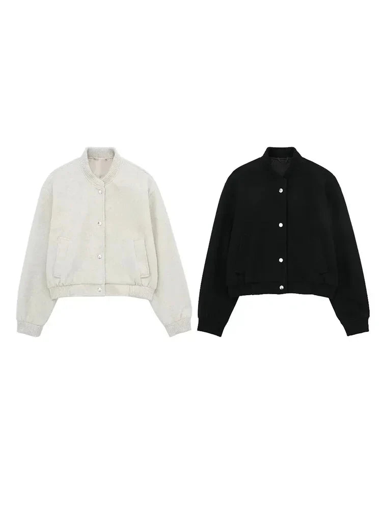 Charlotte - Trendy casual bomber jacket with a cropped design